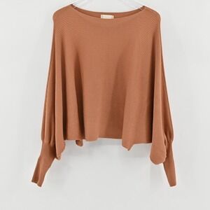 Altar'd State Womens Batwing Sweater Size S Brown Ribbed Top Relaxed Lightweight